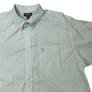 Ariat Men's Team Stuart Aqua Button-Down Short Sleeve Shirt XXL‎